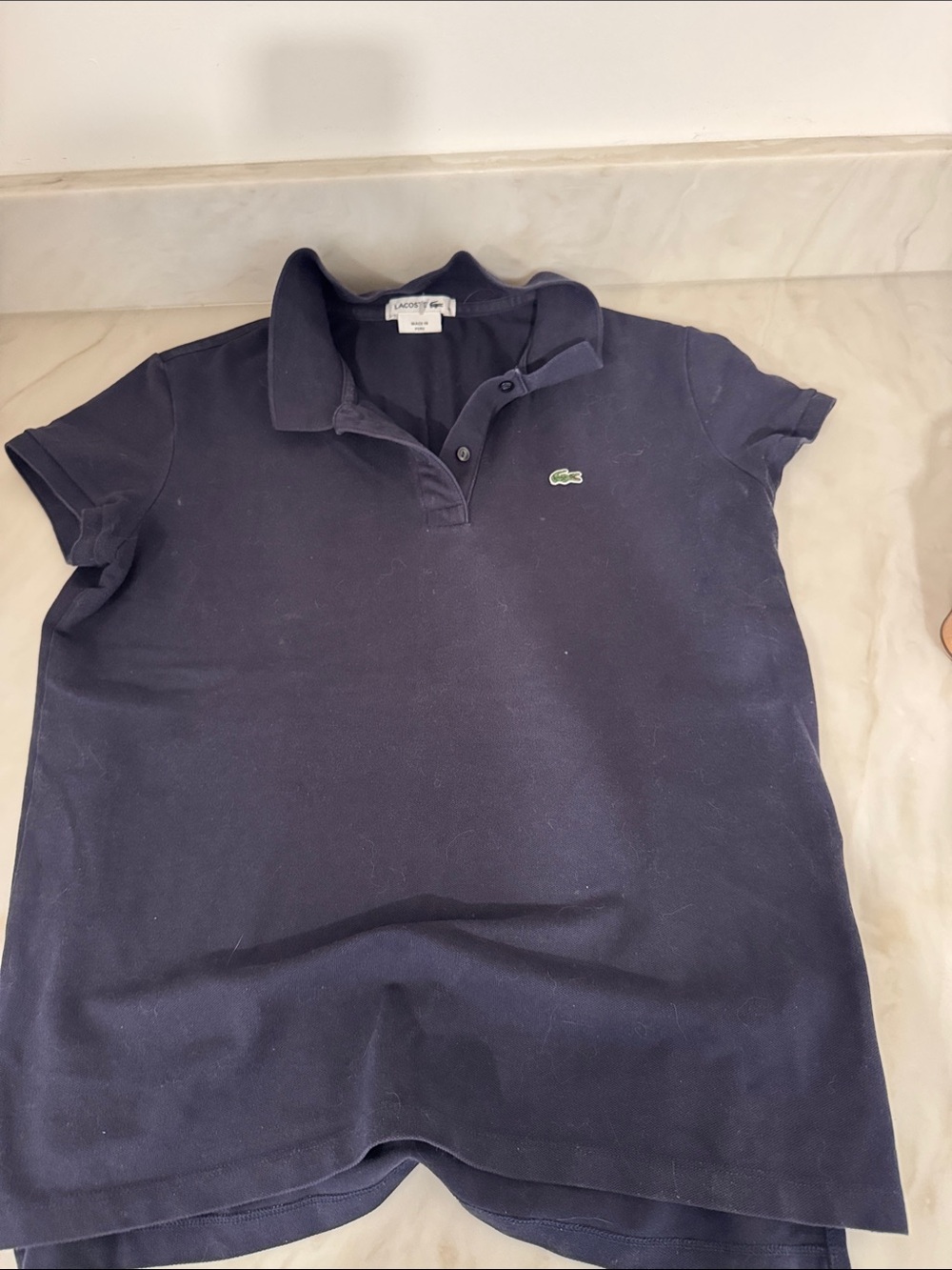 Lacoste Navy Blue Polo with Green Crocodile Patch